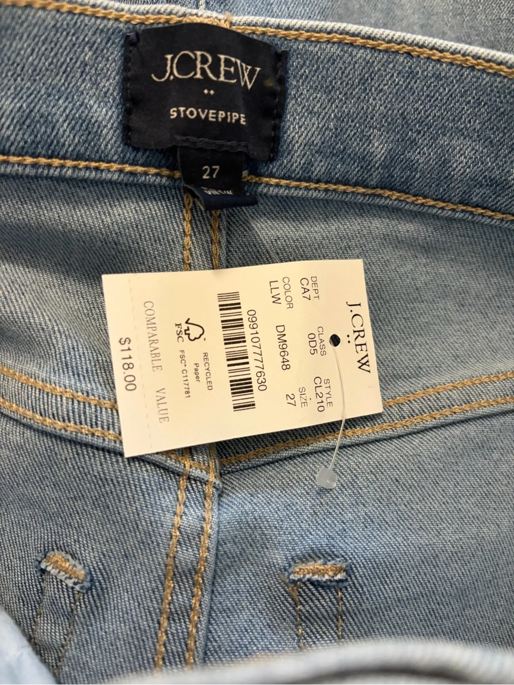 J Crew Stovepipe Jeans NWT